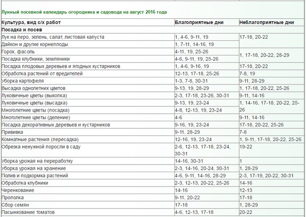 Rolnik kalendarza księżycowego w sierpniu 2016 r. Dla regionu moskiewskiego, środkowej strefy Rosji, Uralu, Syberii, północnego zachodu, Białorusi i Ukrainy