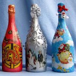 Decoupage butelek na Nowy Rok