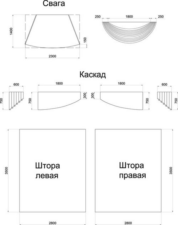 Zasłony z własnymi rękami svagami - zdjęcia i wzory