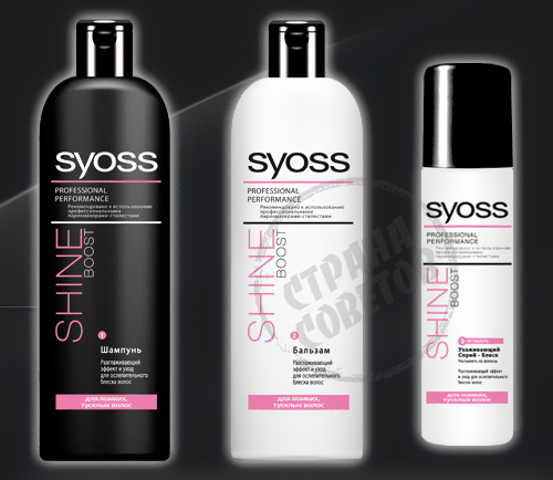 Syoss Shine Boost Shampoo, Balsam, Spray