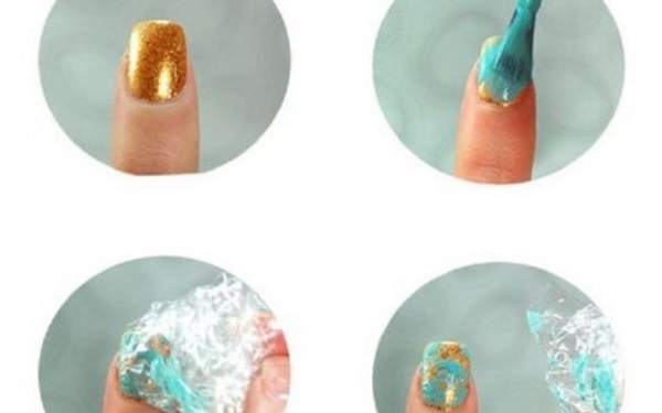 Marmurowy manicure z żelowym lakierem