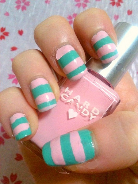 Stylowy i świeży manicure 2015: paznokcie w kolorze mięty, zdjęcie