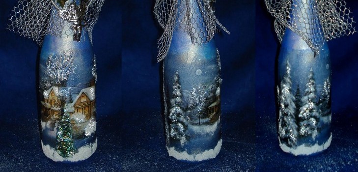 Decoupage szampana na Nowy Rok