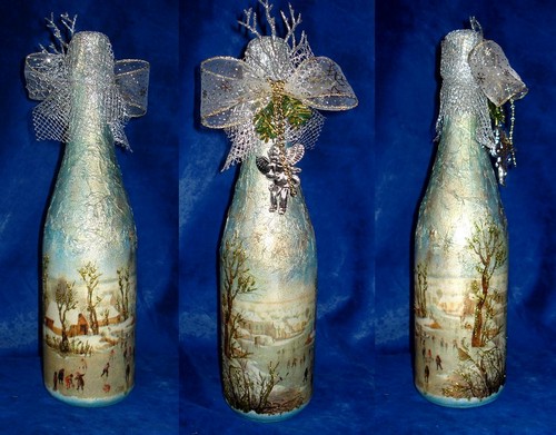Decoupage szampana na Nowy Rok