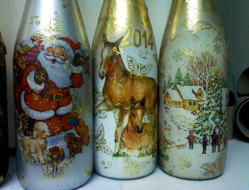 Decoupage szampana na Nowy Rok