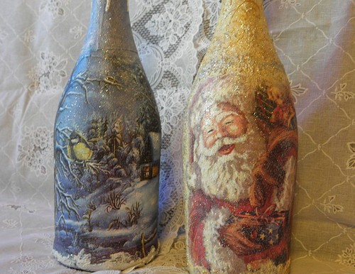 Decoupage szampana na Nowy Rok