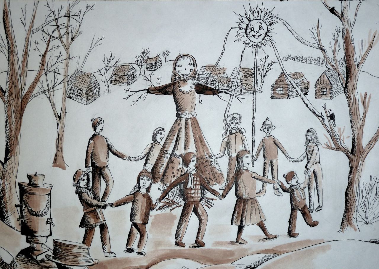 Jak narysować Shrovetide? Narysuj wiosenny wypoczynek z dziećmi